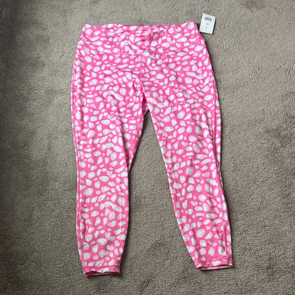 Crown & Ivy Pink Animal Print Leggings Plus Size Stretch Activewear NWT SIZE 2X